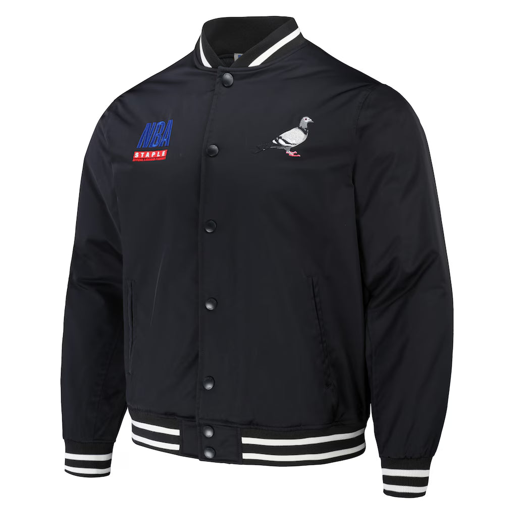 STAPLE - Veste NBA x Staple All Teams Pennant Woven Full-Snap Noire Taille XL