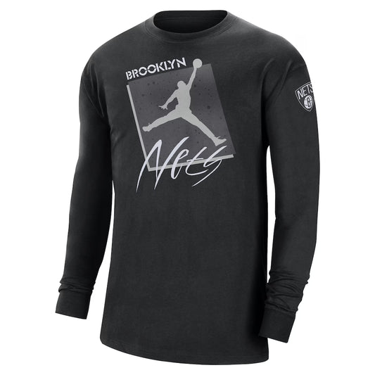 JORDAN - T-shirt Manches Longues Brooklyn Nets Courtside Max 90 Vintage
