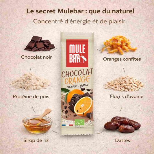 MULEBAR – Barre Énergétique Bio & Vegan 40g Chocolat Orange