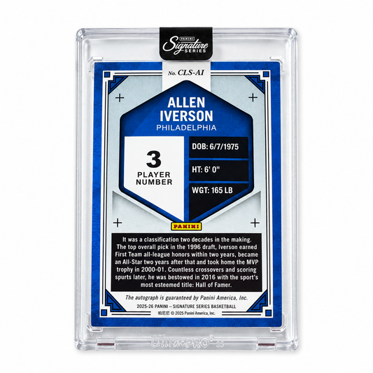 PANINI – Auto Allen Iverson Auto Blue /25 – Signature Series 2025-26 – Philadelphia 76ers