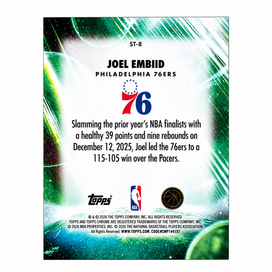 TOPPS - Carte Joel Embiid Stratospheric Stars /150 – Philadelphia 76ers