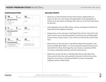 PANINI - 2019/20 Hoops Premium Stock Basketball Blaster Box (8 Packs)