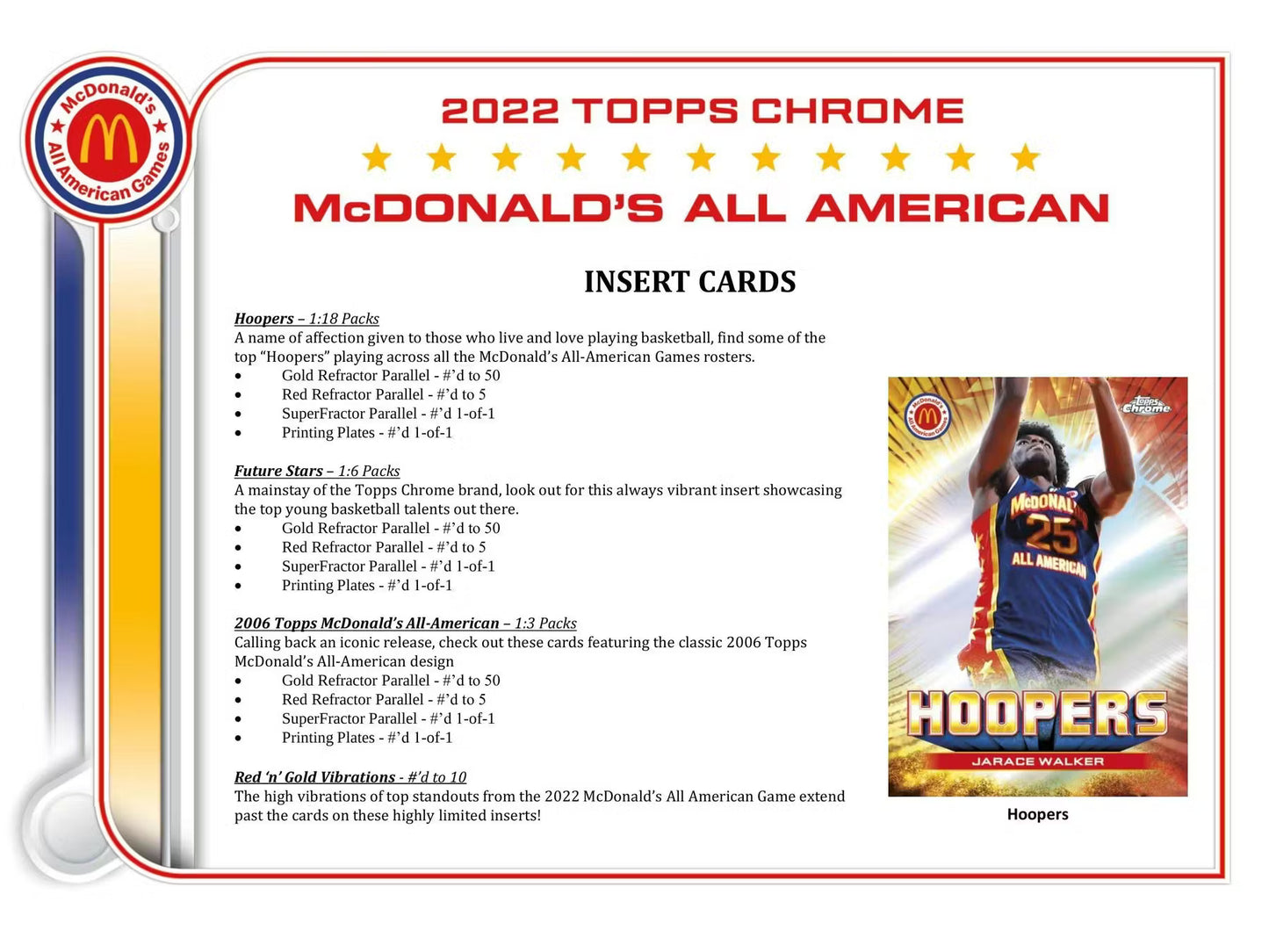 TOPPS McDonald’s All American Chrome Basketball 2022 – Boîte Blaster Cartes Basketball