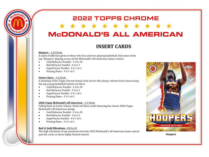 TOPPS McDonald’s All American Chrome Basketball 2022 – Boîte Blaster Cartes Basketball