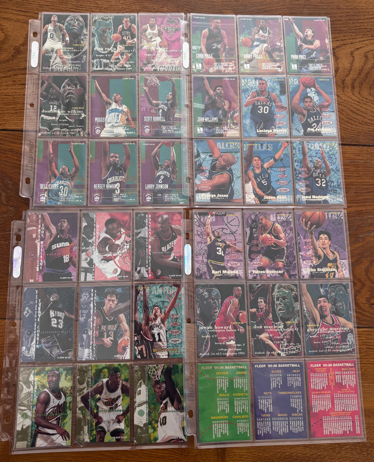 FLEER - Lot 232 Cartes NBA Fleer 1995-96 – Collection Vintage Basketball Années 90