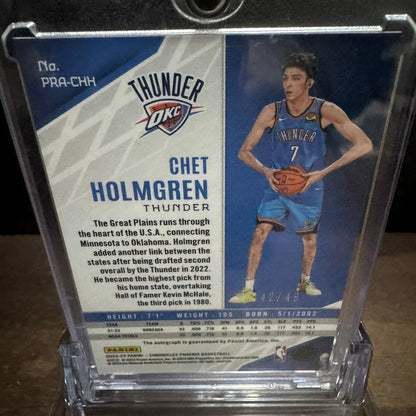 PANINI - Prizm Rookie Chet Holmgren RC 42/49 Okc Thunder 2022-2023