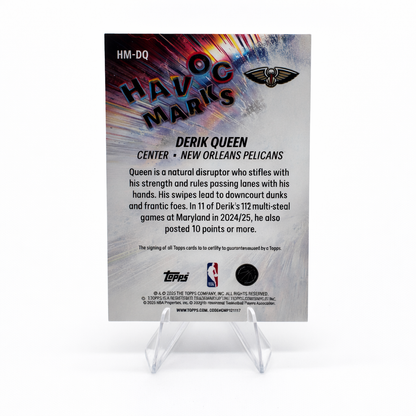 TOPPS - Auto ROOKIE Derik Queen RC New Orleans Pelicans 2025