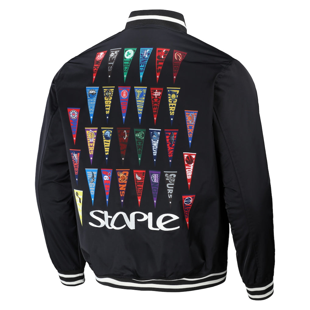 STAPLE - Veste NBA x Staple All Teams Pennant Woven Full-Snap Noire Taille XL