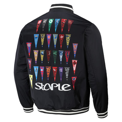 STAPLE - Veste NBA x Staple All Teams Pennant Woven Full-Snap Noire Taille XL