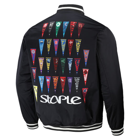 STAPLE - Veste NBA x Staple All Teams Pennant Woven Full-Snap Noire Taille XL