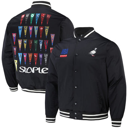 STAPLE - Veste NBA x Staple All Teams Pennant Woven Full-Snap Noire Taille XL