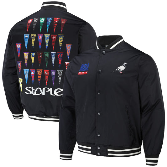 STAPLE - Veste NBA x Staple All Teams Pennant Woven Full-Snap Noire Taille XL