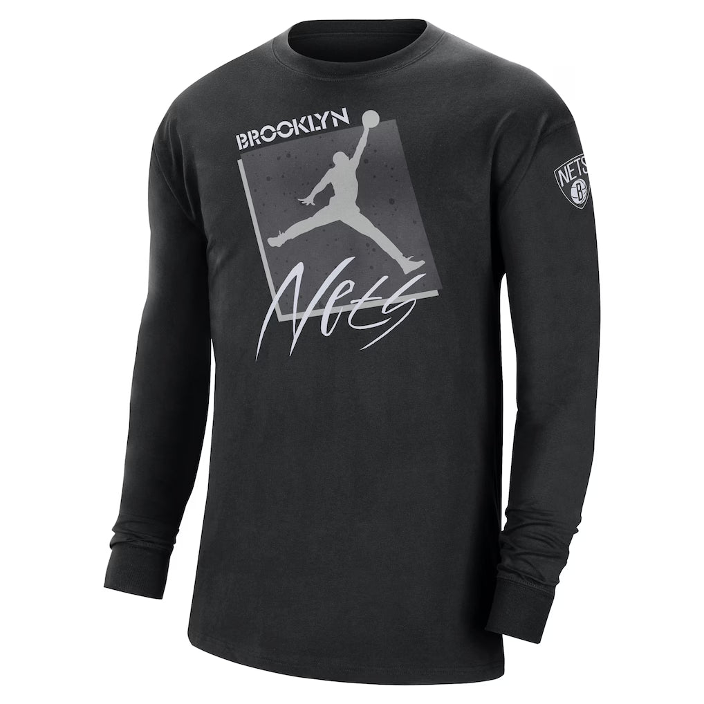 JORDAN - T-shirt Manches Longues Brooklyn Nets Courtside Max 90 Vintage