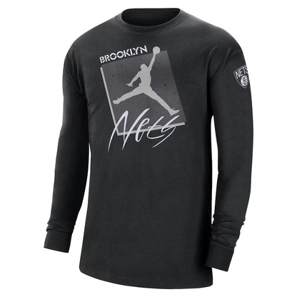 JORDAN - T-shirt Manches Longues Brooklyn Nets Courtside Max 90 Vintage