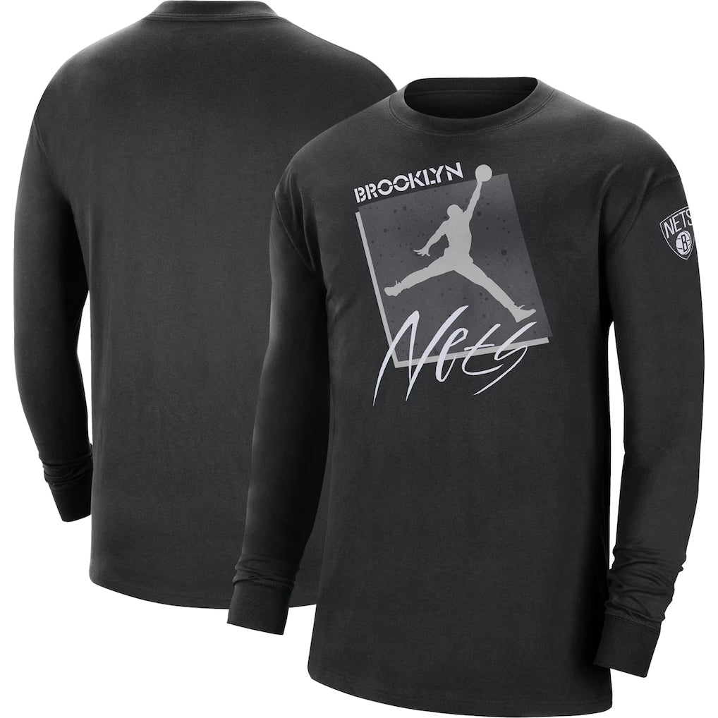 JORDAN - T-shirt Manches Longues Brooklyn Nets Courtside Max 90 Vintage