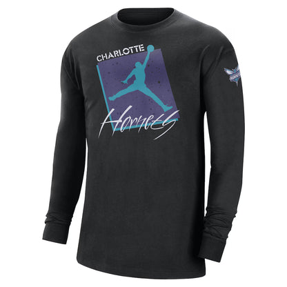 JORDAN - T-shirt Manches Longues Charlotte Hornets Courtside Max 90 Vintage