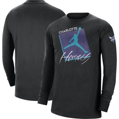 JORDAN - T-shirt Manches Longues Charlotte Hornets Courtside Max 90 Vintage