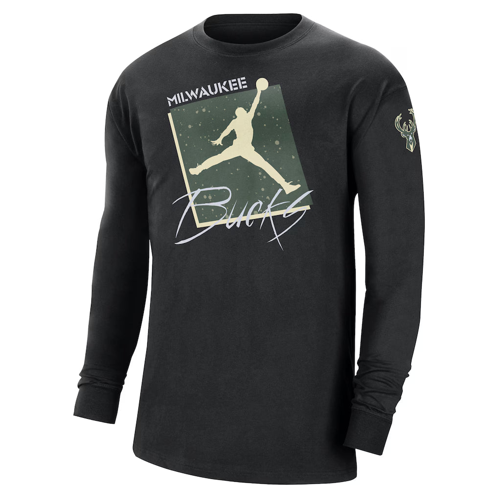JORDAN - T-shirt Manches Longues Milwaukee Bucks Courtside Max 90 Vintage