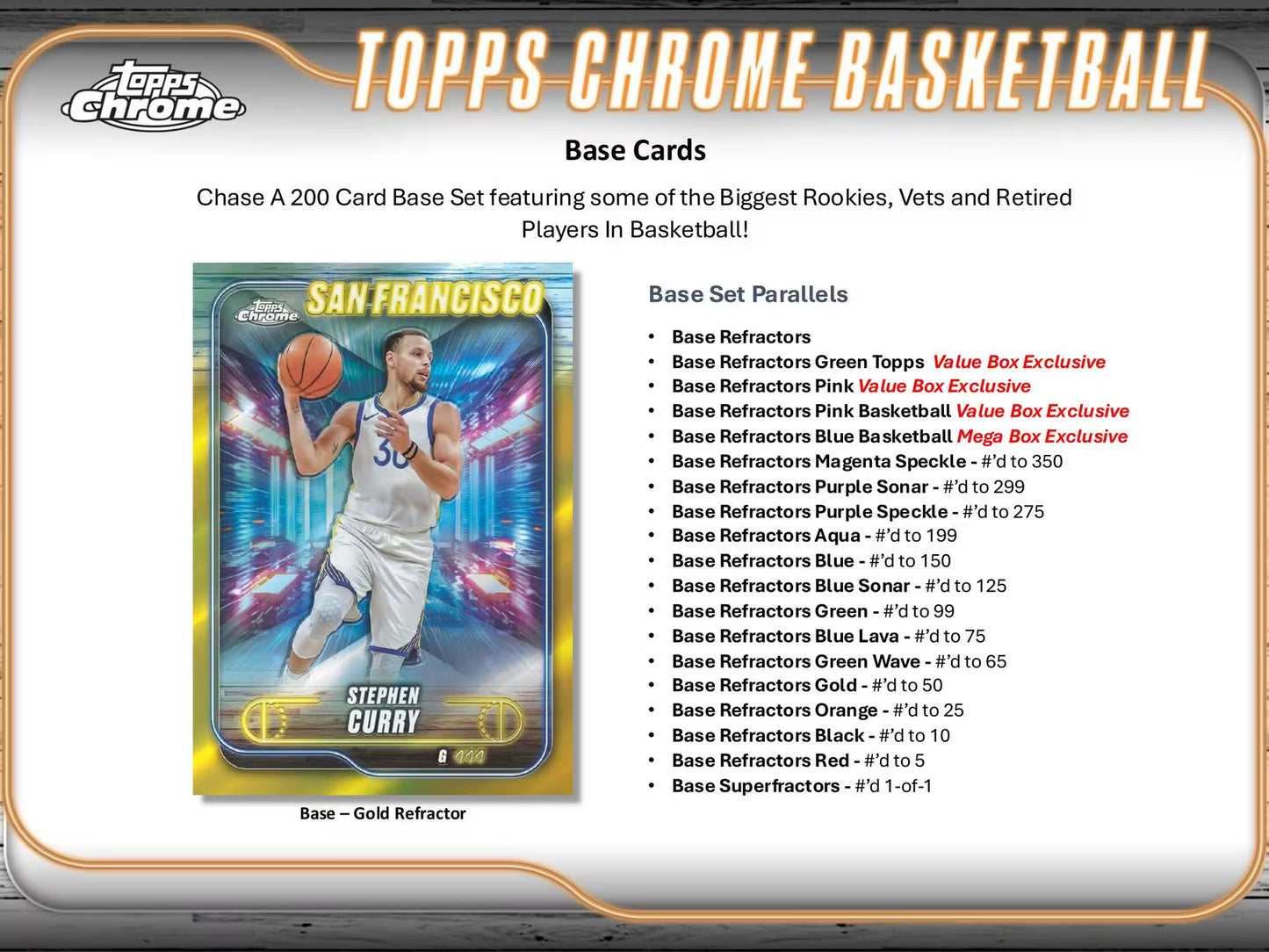 TOPPS Chrome Basketball 2024/25 – Mega Box Cartes NBA