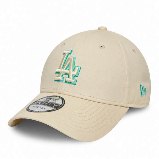 NEW ERA – Casquette Los Angeles Dodgers Team Outline Beige & Turquoise