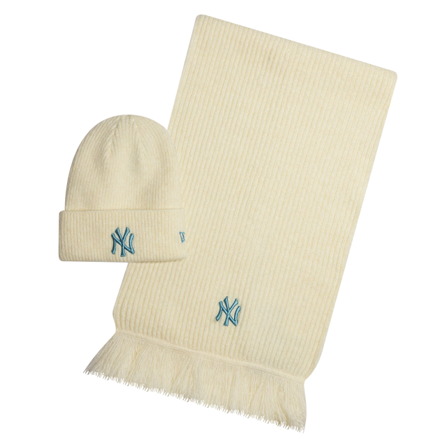 NEW ERA - Ensemble Bonnet et Écharpe MLB New York Yankees - Écru - 60758548