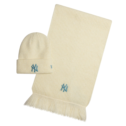 NEW ERA - Ensemble Bonnet et Écharpe MLB New York Yankees - Écru - 60758548