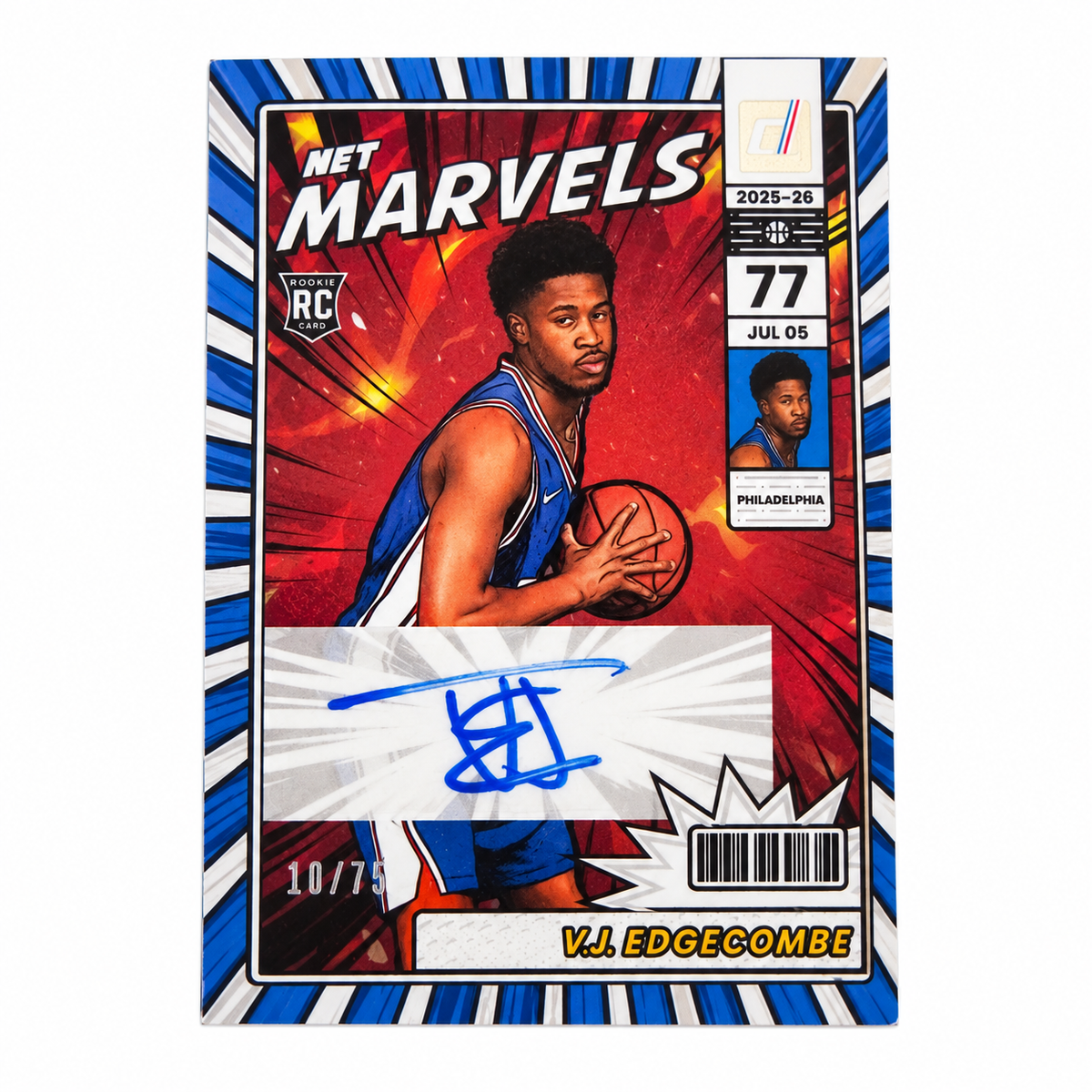 PANINI – Auto V.J. Edgecombe Rookie /75 – Net Marvels 2025-26 – Philadelphia 76ers