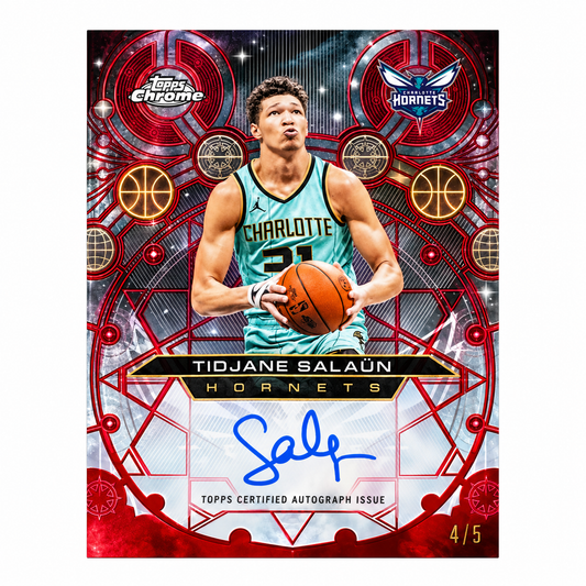 TOPPS - Carte Tidjane Salaün Auto Red /5 – Chrome Update 2025-26 – Charlotte Hornets