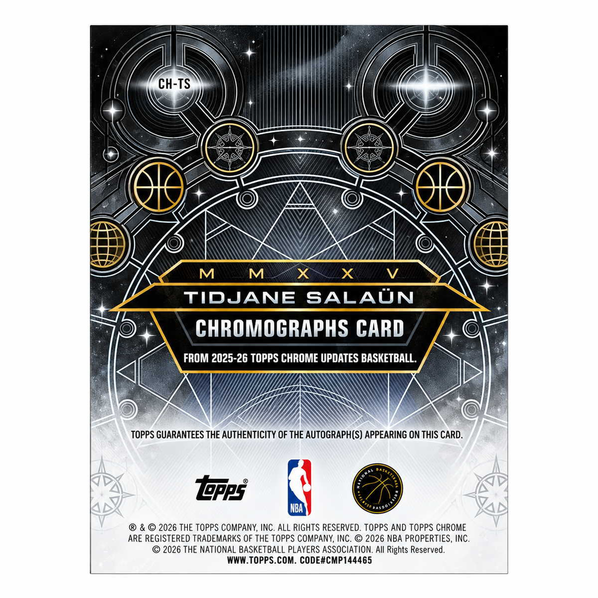 TOPPS - Carte Tidjane Salaün Auto Red /5 – Chrome Update 2025-26 – Charlotte Hornets