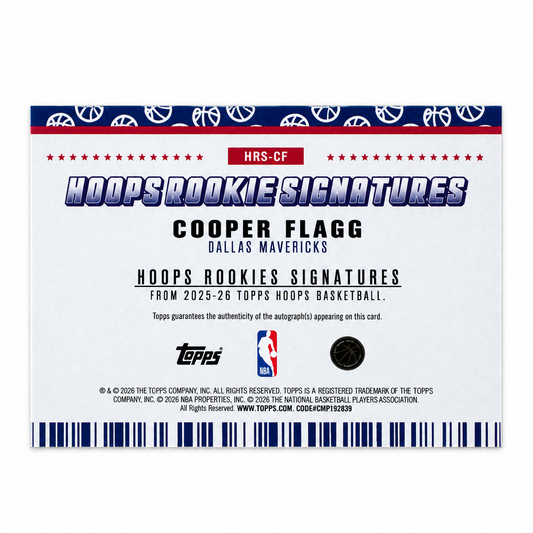 TOPPS - Auto Cooper Flagg Rookie Signatures Auto /75 2025-26 – Dallas Mavericks
