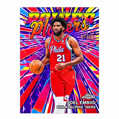 TOPPS - Carte Joel Embiid Power Players Purple /75 – Philadelphia 76ers