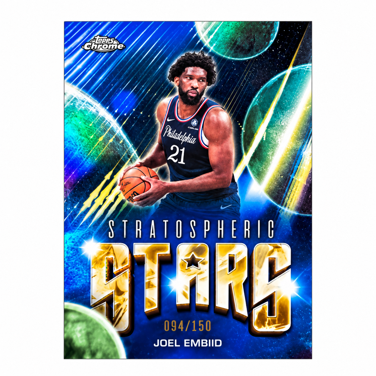 TOPPS - Carte Joel Embiid Stratospheric Stars /150 – Philadelphia 76ers