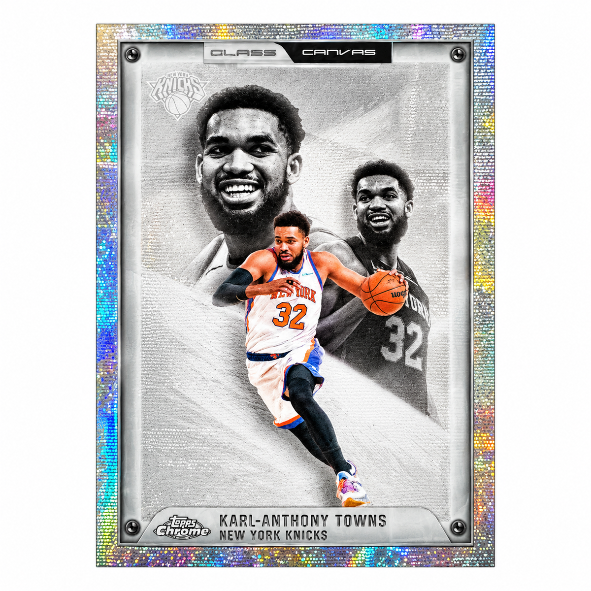 TOPPS - Carte Karl-Anthony Towns Glass Canvas – Update 2025-26 – New York Knicks