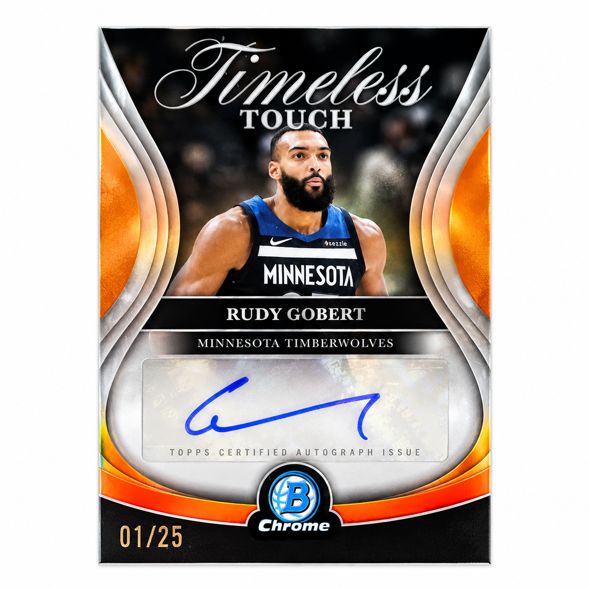 TOPPS - Carte Rudy Gobert Auto Orange /25 – Bowman 2025-26 – Minnesota Timberwolves