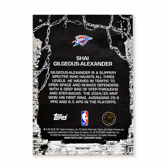 TOPPS – Shai Gilgeous-Alexander Refractor #35 – Cactus Jack 2025-26 – Oklahoma City Thunder