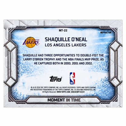 TOPPS - Chrome Carte Shaquille O’Neal Refractor – Moment in Time MT-22 – Los Angeles Lakers