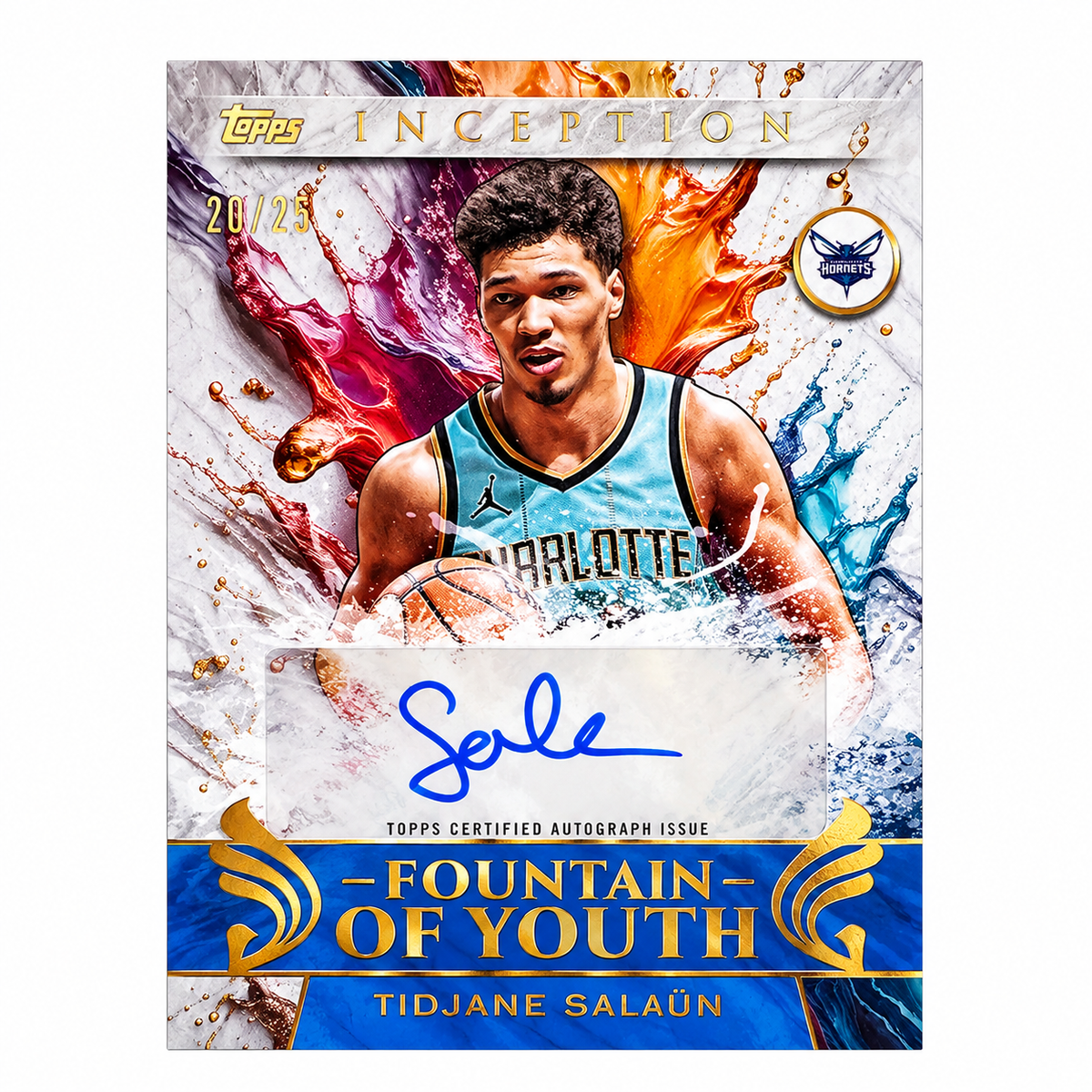 TOPPS - Carte Tidjane Salaün Auto Fountain of Youth /25 – Inception 2025-26 – Charlotte Hornets