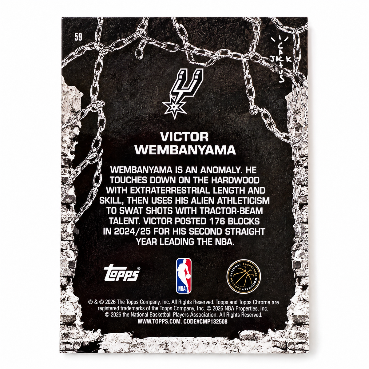 TOPPS – Carte Victor Wembanyama Refractor #59 – Cactus Jack 2025-26 – San Antonio Spurs