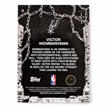 TOPPS – Carte Victor Wembanyama Refractor #59 – Cactus Jack 2025-26 – San Antonio Spurs