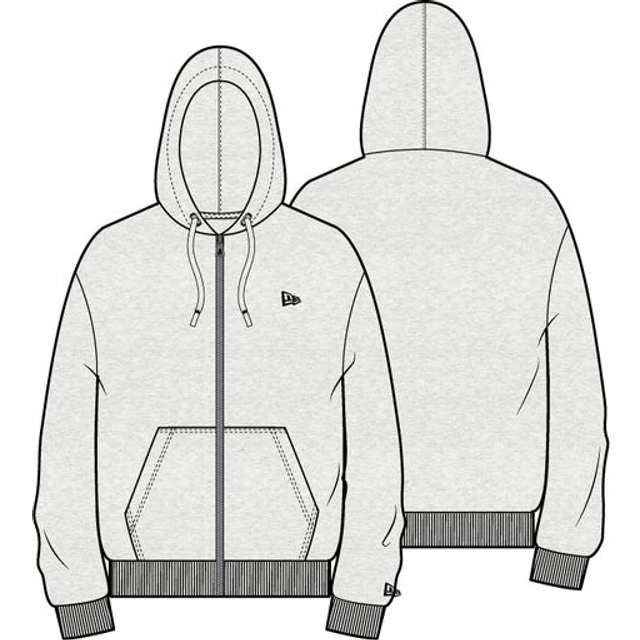 NEW ERA – Sweat à Capuche Zippé Oversize Premium Gris Clair – Réf. 60752360