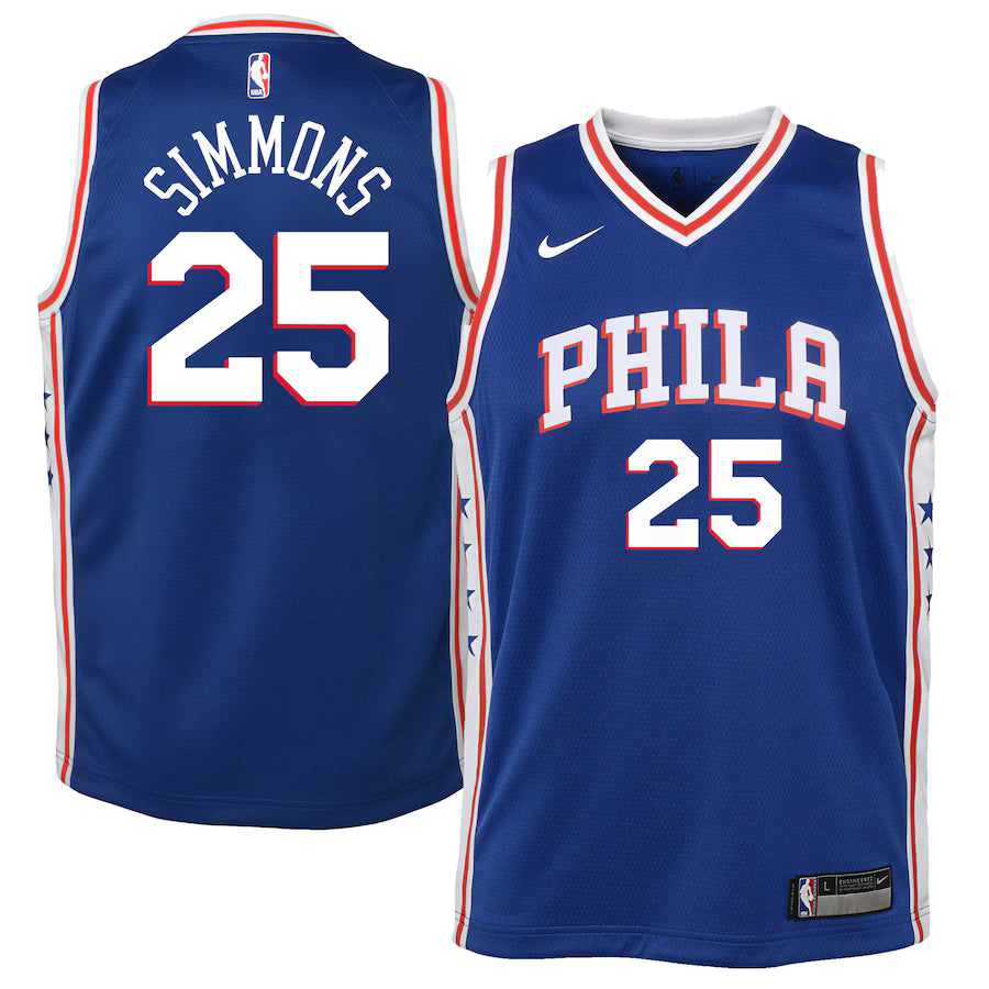 Nike - Maillot Enfant Ben Simmons Philadelphia 76ers - Swingman Icon Edition - Bleu Royal